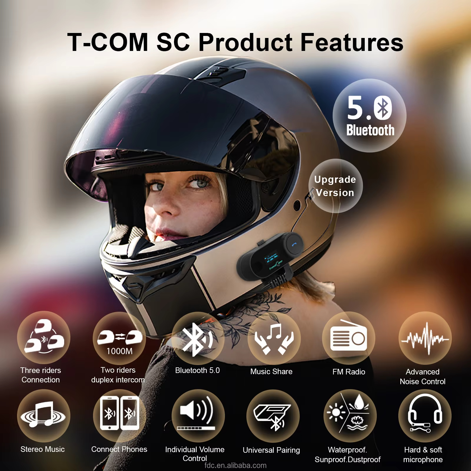 Detail-08 T-COM SC series – 800m 2 Rider intercom with Bluetooth screen - Image 5