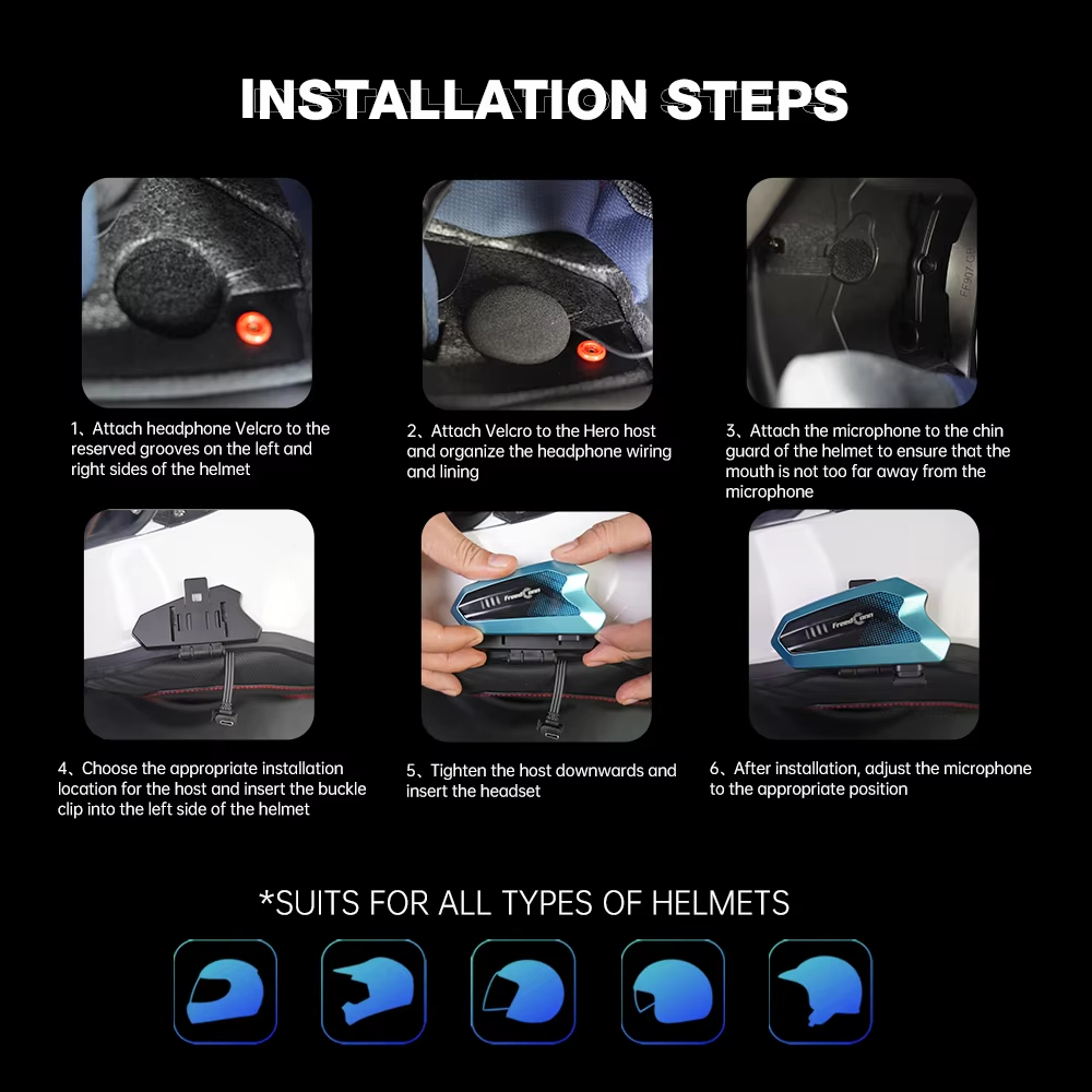 Detail-10 HERO 6 Riders Intercom Communication System - Image 9
